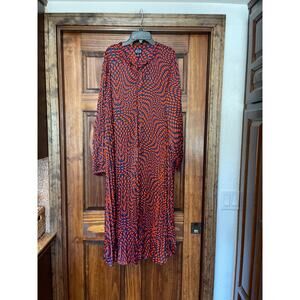 Scoop Satin pleated midi dress size small